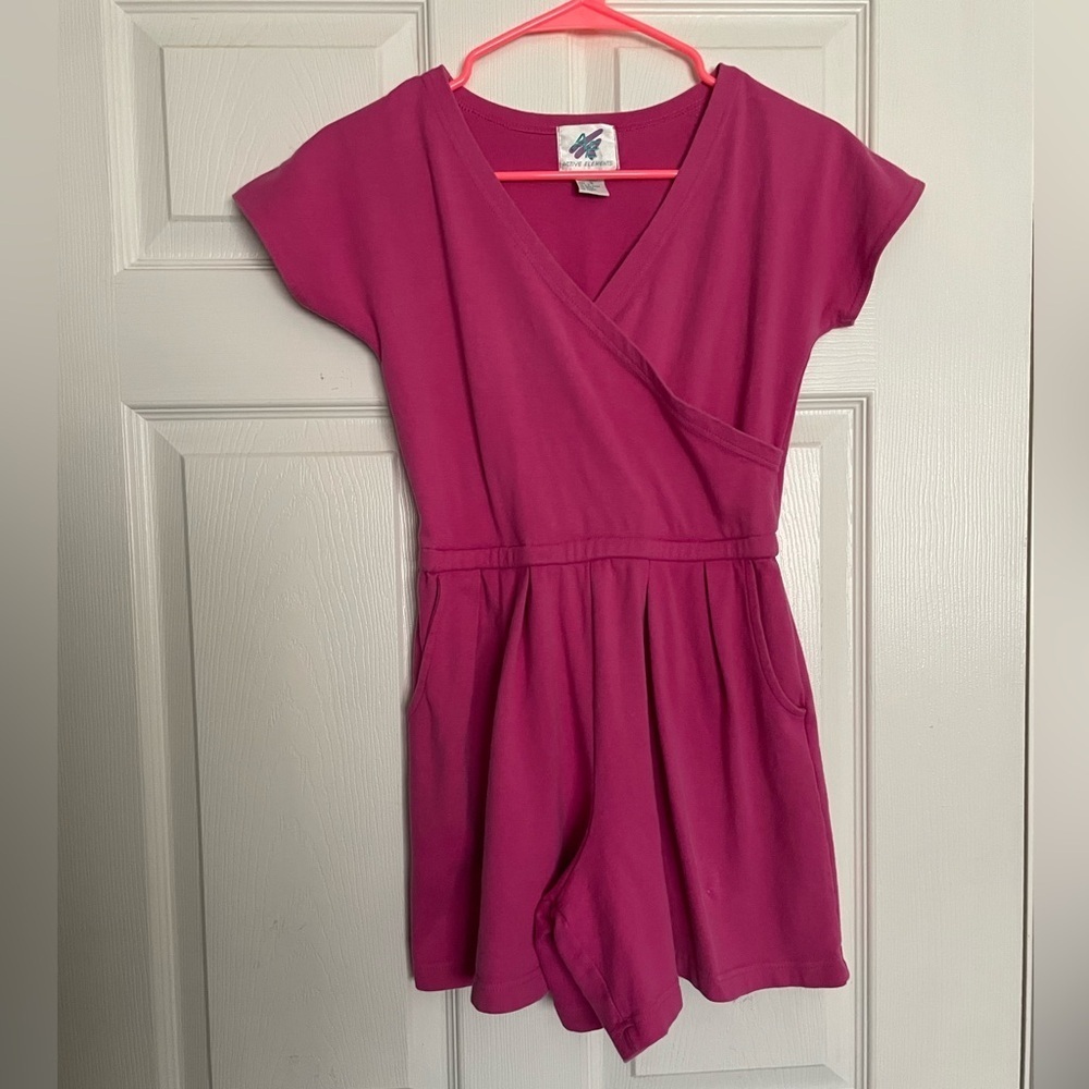 Vintage Active Elements Womens size small Cotton Pink Romper with pockets
